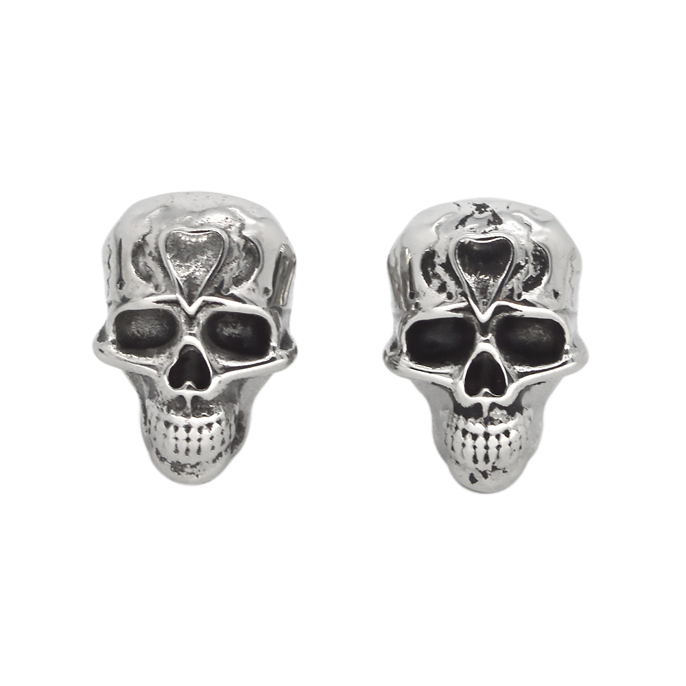 2024 Tiny Solid Men Stainless Steel Skull Head Stud Earring