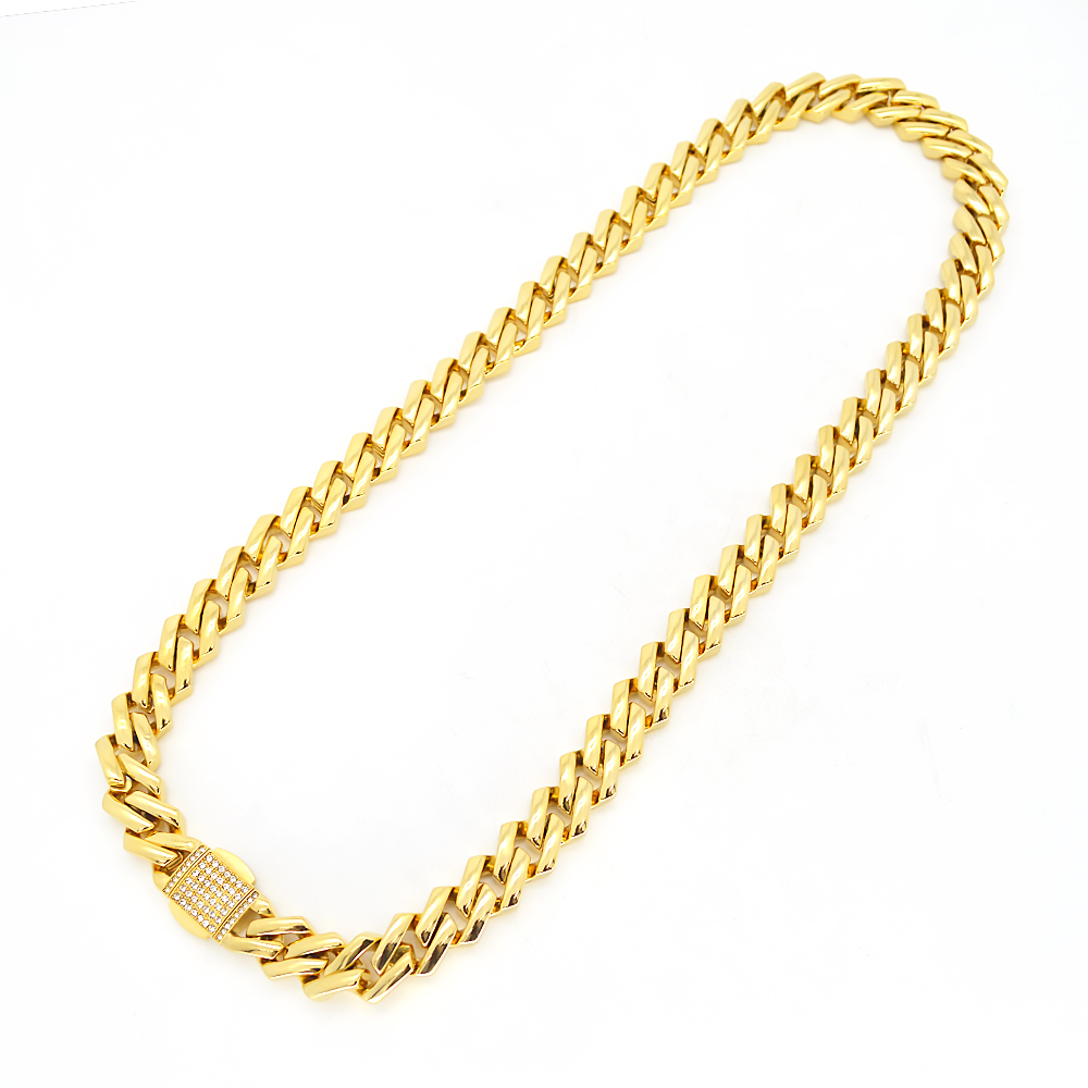 24K Gold Plated Stainless Steel Curb Chain Necklace