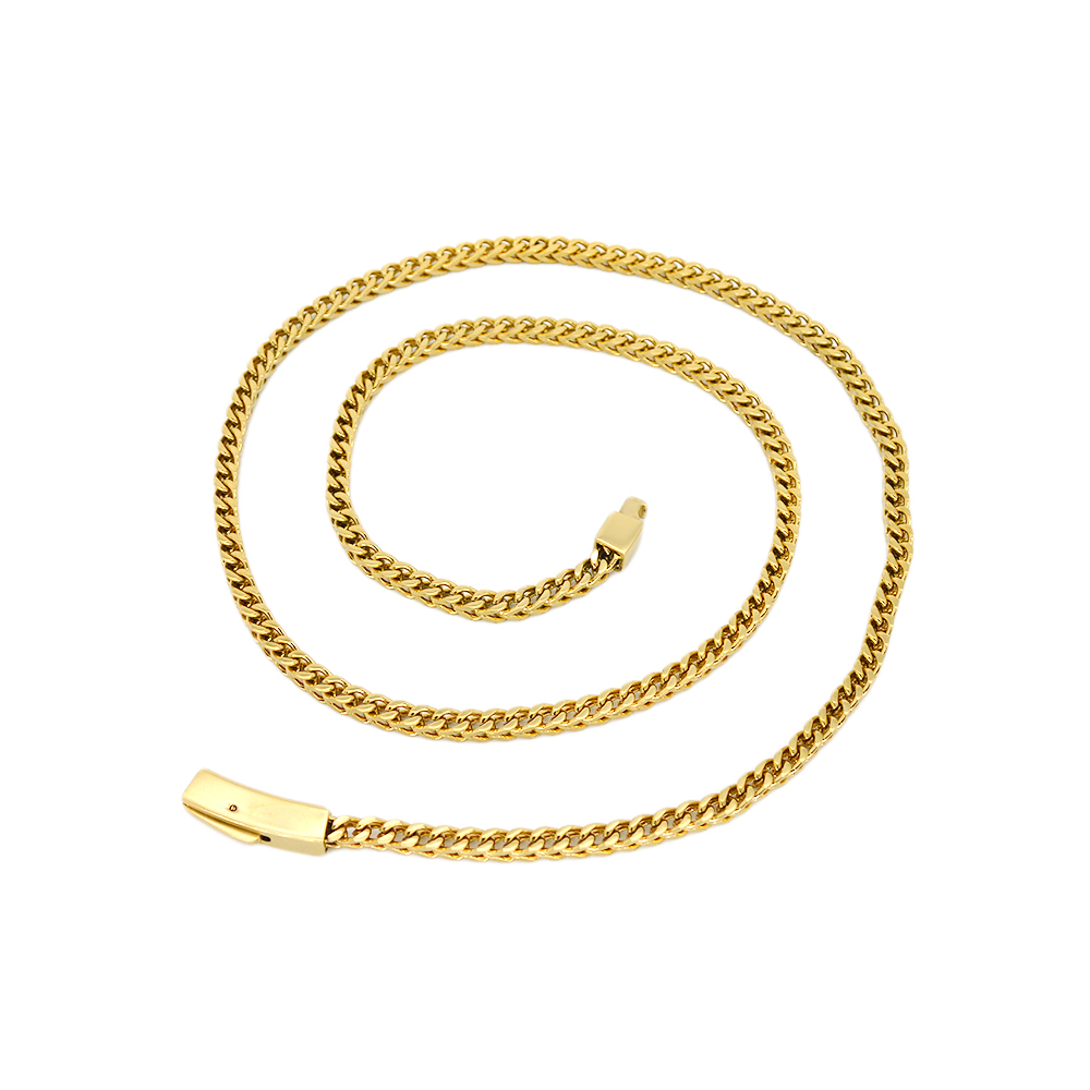 4mm Thick Men 18K Gold Stainless Steel Franco Chain Necklace