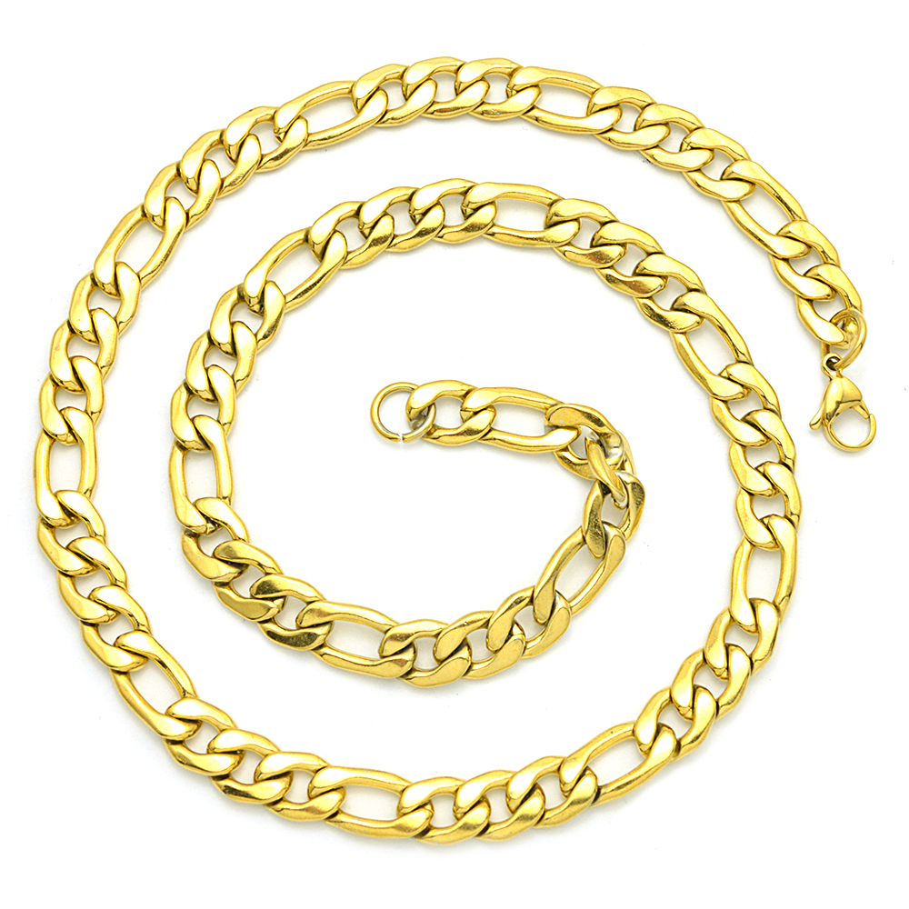 5mm 14K Gold Plated Figaro Chain Stainless Steel 20 inch