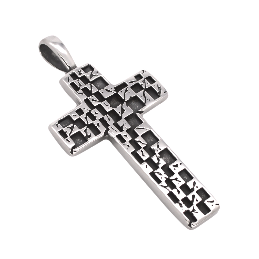 Big Size Silver Stainless Steel Cross Pendant for Jewelry