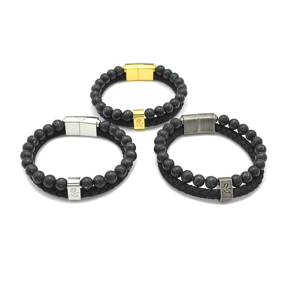 Custom Friendship Stone Beaded Name Bracelets with Logo