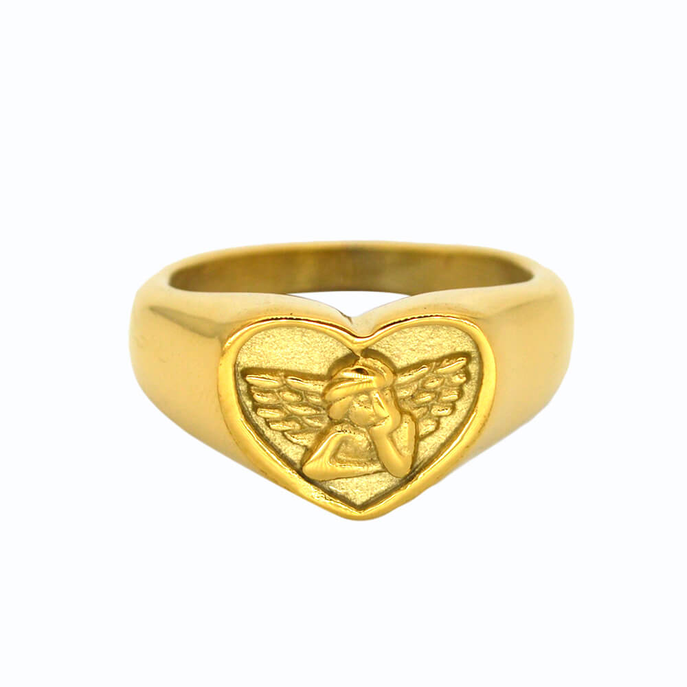Custom Stainless Steel Women Angel Signet Ring