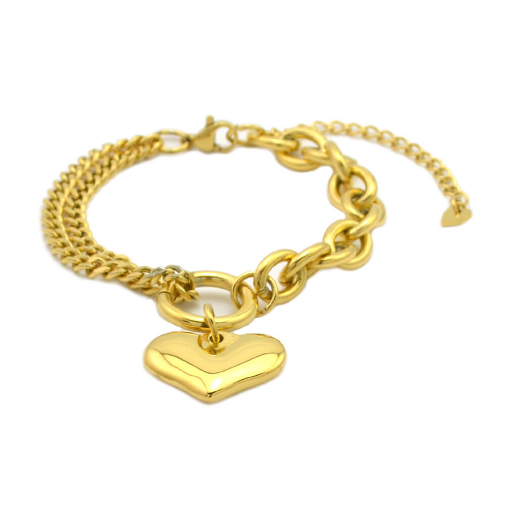 Fashion Personalized Gold Plated Lucky Heart Charm Bracelet
