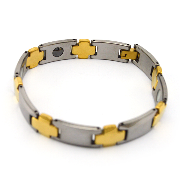 Men Black Gold Two Tone Magnetic Tungsten Carbide Bracelet
