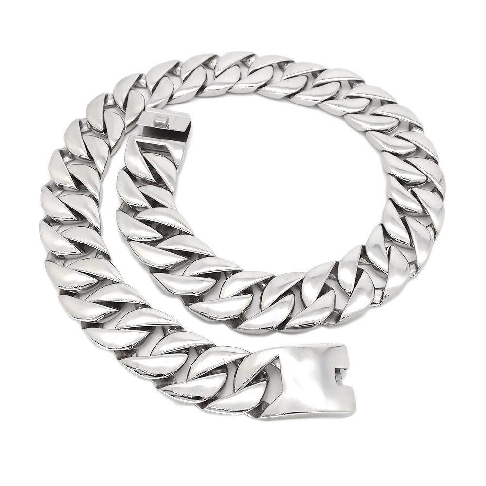 Men Heavy Chunky Solid Stainless Steel Cuban Chain Necklace