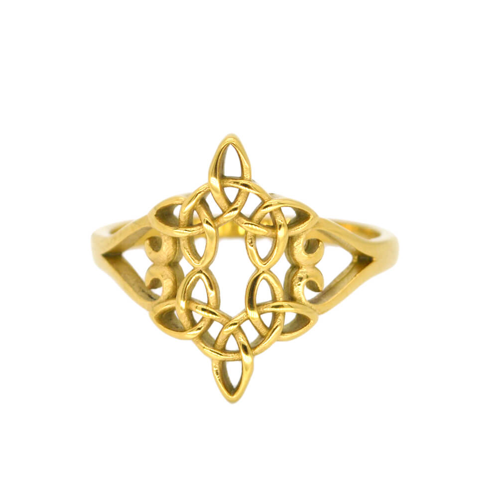 Mens Gold Celtic Ring in Stainless Steel