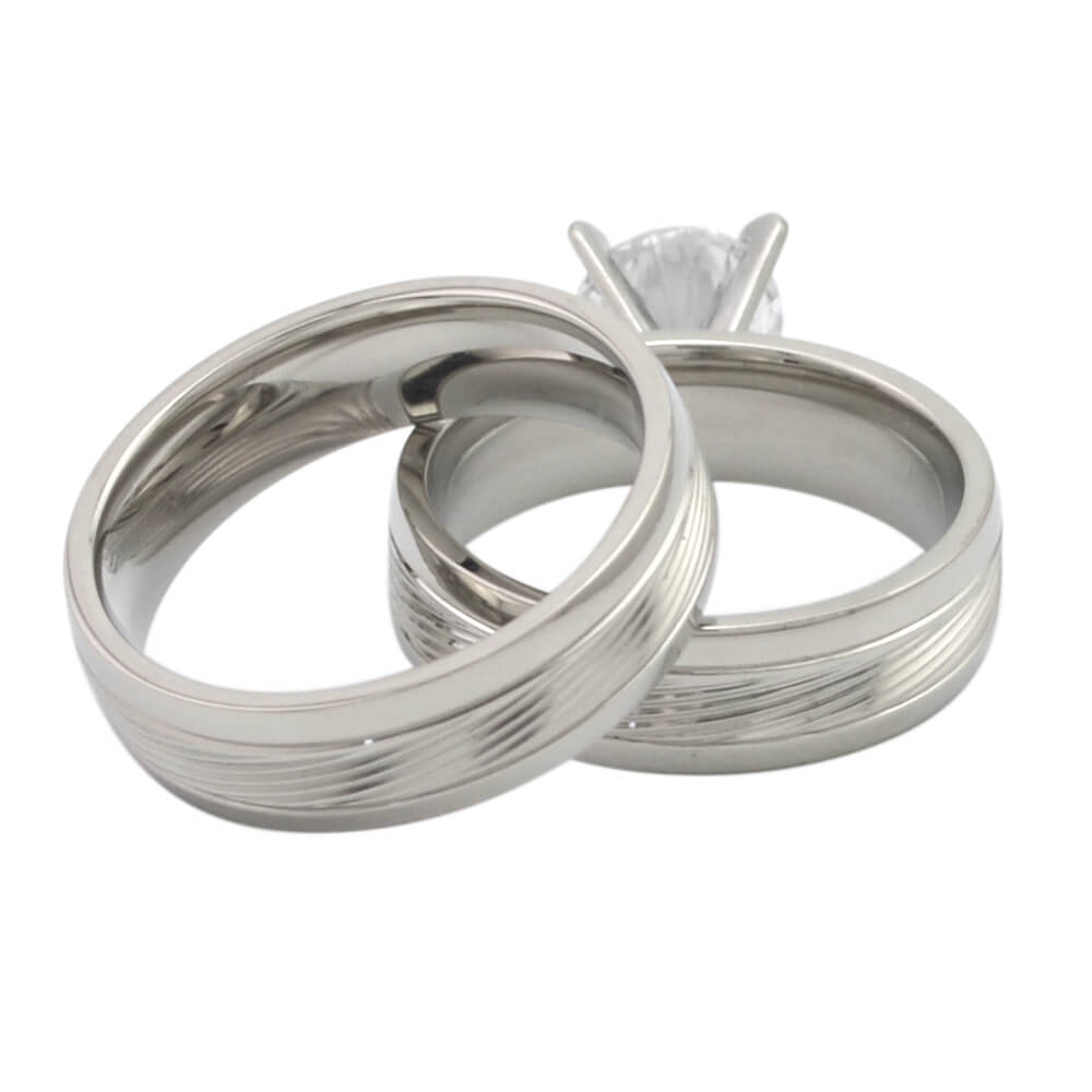 Classic matching stainless steel couple bands