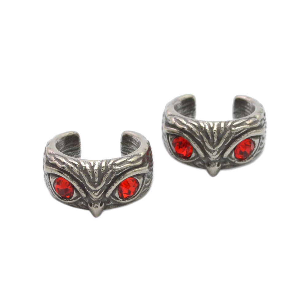 Thick Chunky Steel Owl Ear Cuff Earring for Non Pierced Ears