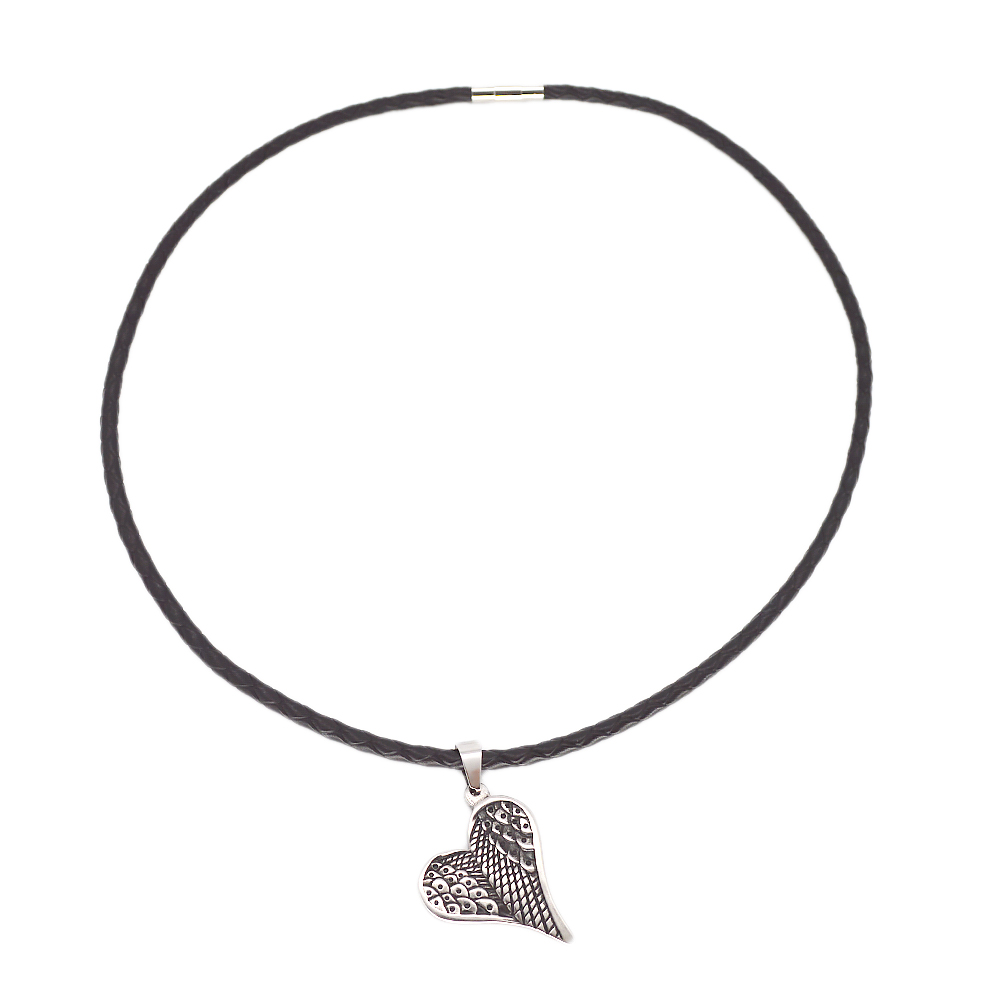 Trendy Designer Heart Shape Wing Leather Choker Necklace