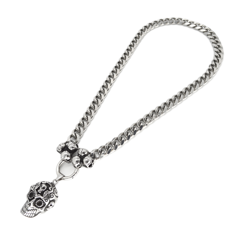 Wholesale Gothic Stainless Steel Demon Skull Pendant Necklace